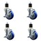 Service Caster 4'' SS Blue Poly Swivel 1-7/8'' Expanding Stem Caster Set with Brake, 4PK SCC-SSEX20S414-PPUB-BLUE-TLB-178-4 - alternate 1